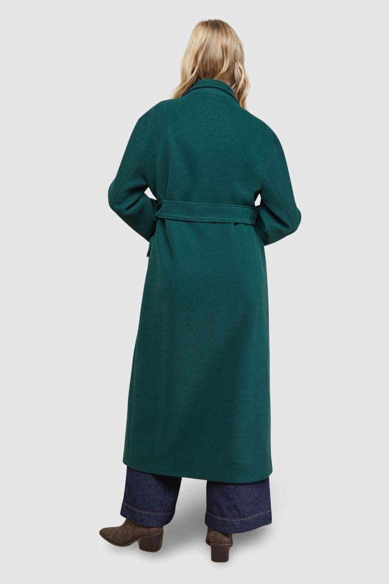 Tie Belt Detail Midi Coat, Alternate, color, Forest