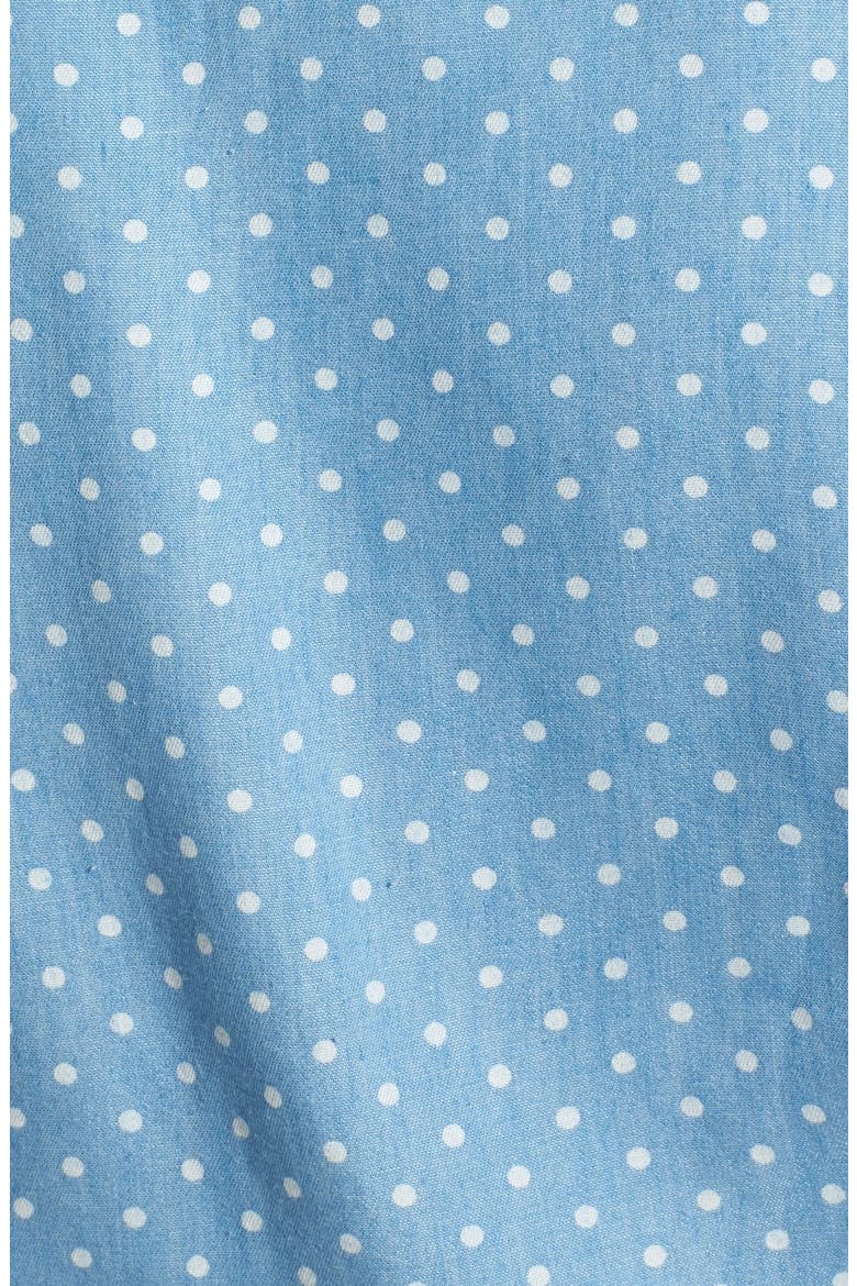 Polka Dot Sleeveless Tie Waist Shirt, Alternate, color, BLUE