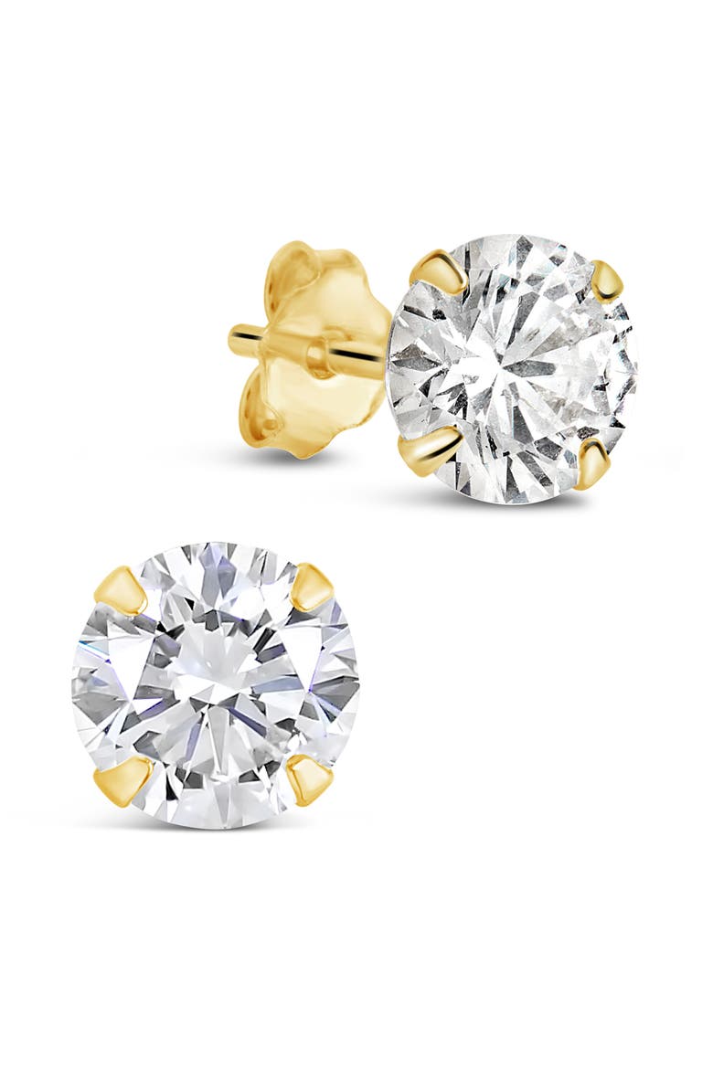 Cubic Zirconia Stud Earrings, Main, color, GOLD