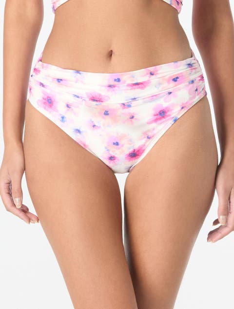 Floral Escape Shirred Bikini Swim Bottom