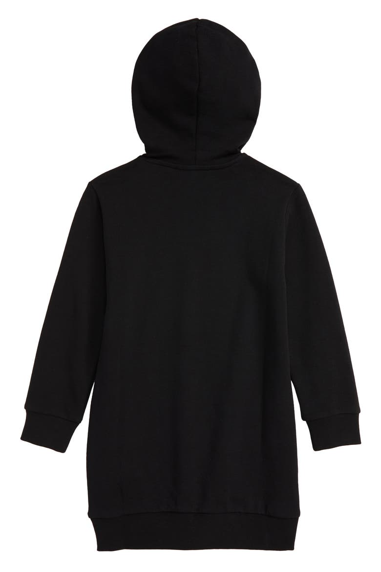 Kids' Logo Graphic Hooded Sweatshirt Dress, Alternate, color, BLACK/ FUSCHIA