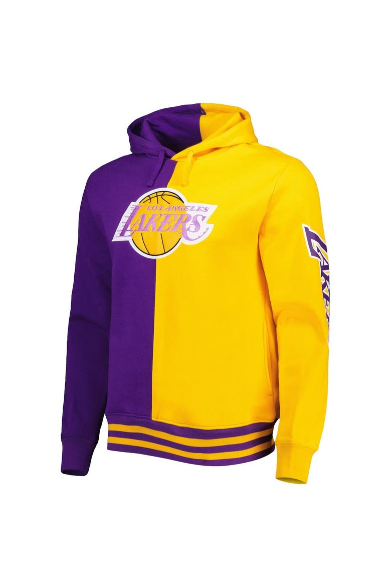 Men's Mitchell & Ness Purple/Gold Los Angeles Lakers Hardwood Classics Split Pullover Hoodie, Alternate, color, Purple