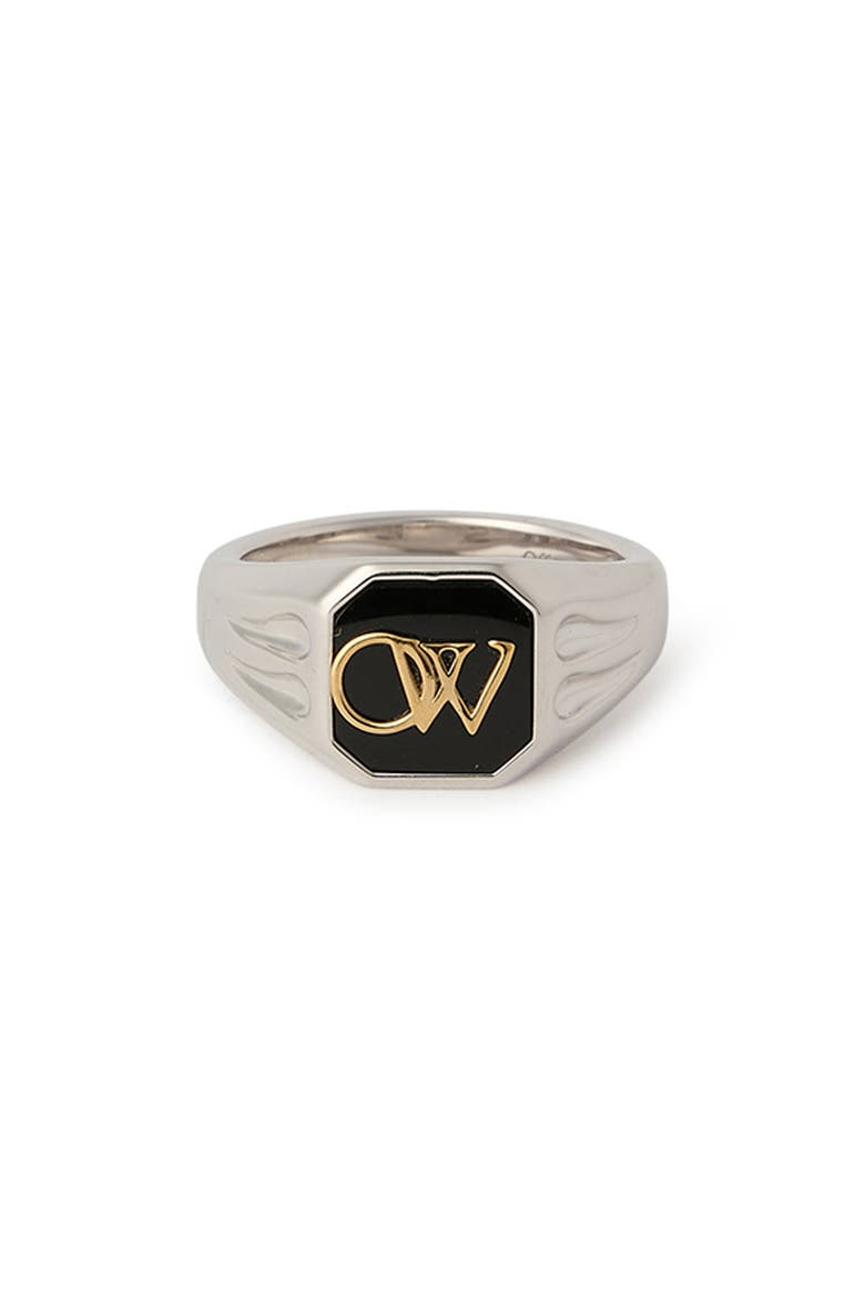 Monogram Onyx Signet Ring, Main, color, SILVER