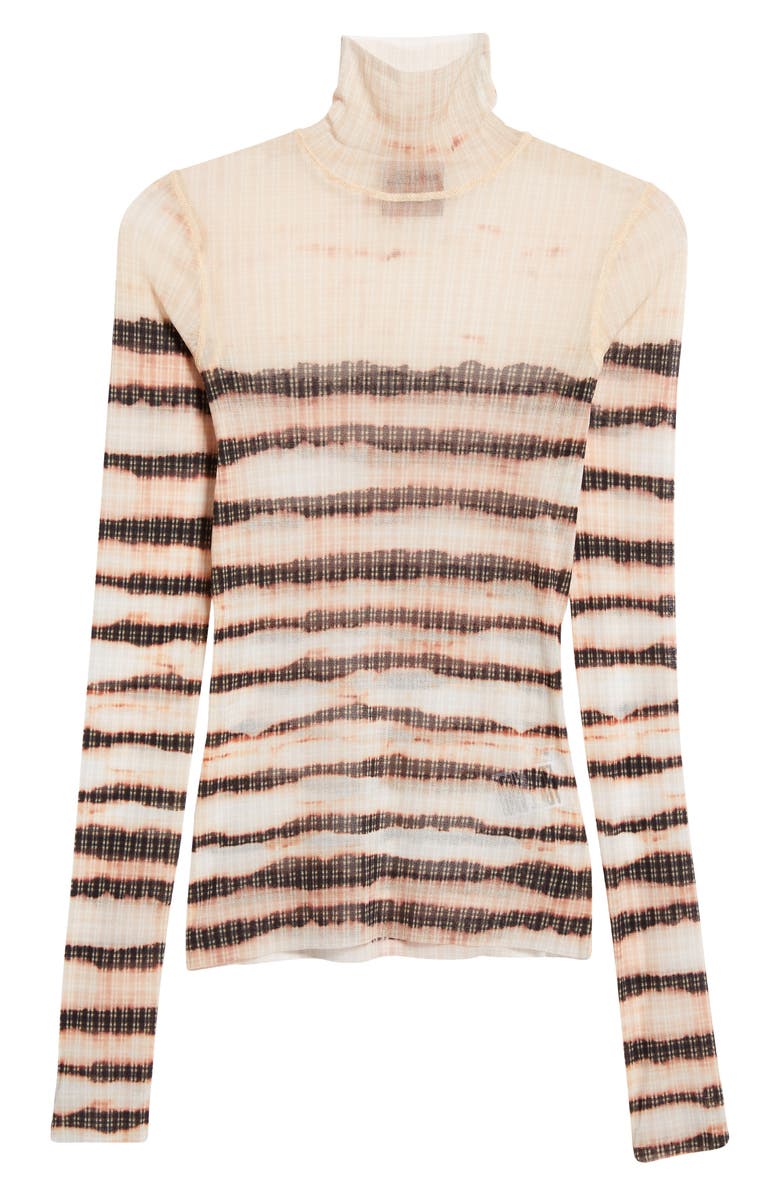 Jean Paul Gaultier x KNWLS Stripe Semisheer Tulle Turtleneck Top, Alternate, color, 