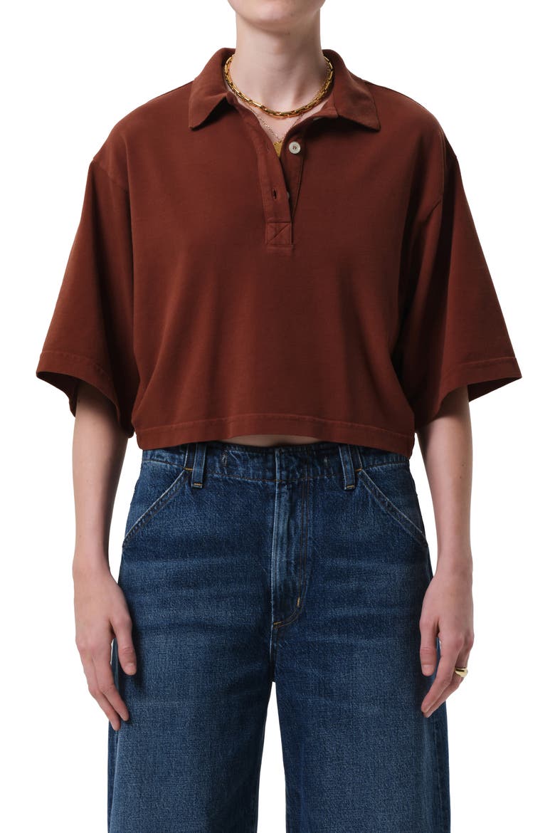 Lowen Oversize Cotton Polo, Main, color, CHAI MD BROWN