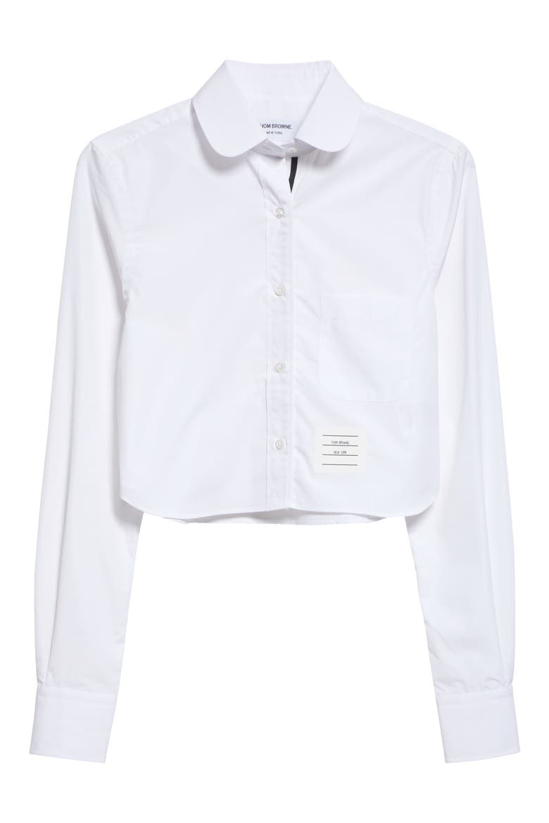 Crop Cotton Button-Up Shirt, Alternate, color, WHITE
