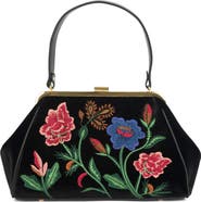 Jeffrey Campbell Frame Floral Embroidered Velvet Shoulder Bag
