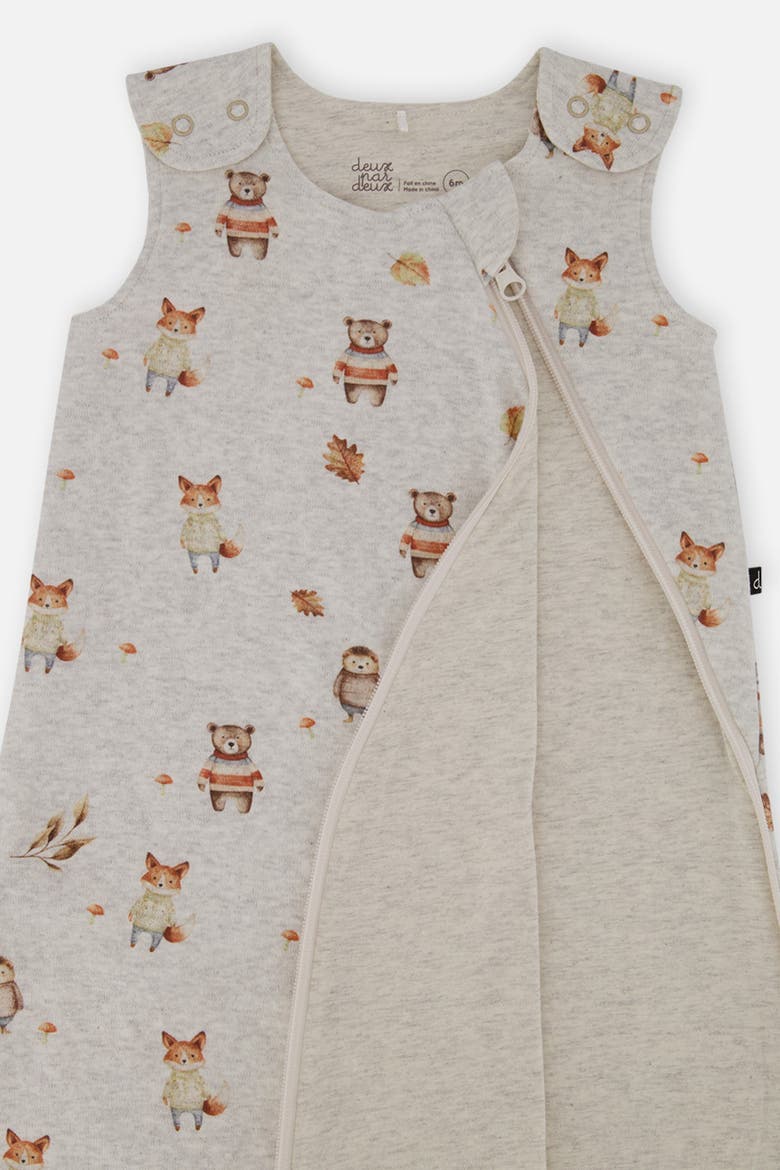 Organic Cotton Animal Shoulder Snap Sleep Sack, Alternate, color, Beige Animal Print