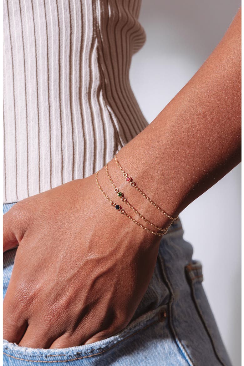 Cubic Zirconia Birthstone Pendant Bracelet, Alternate, color, GOLD / MAY
