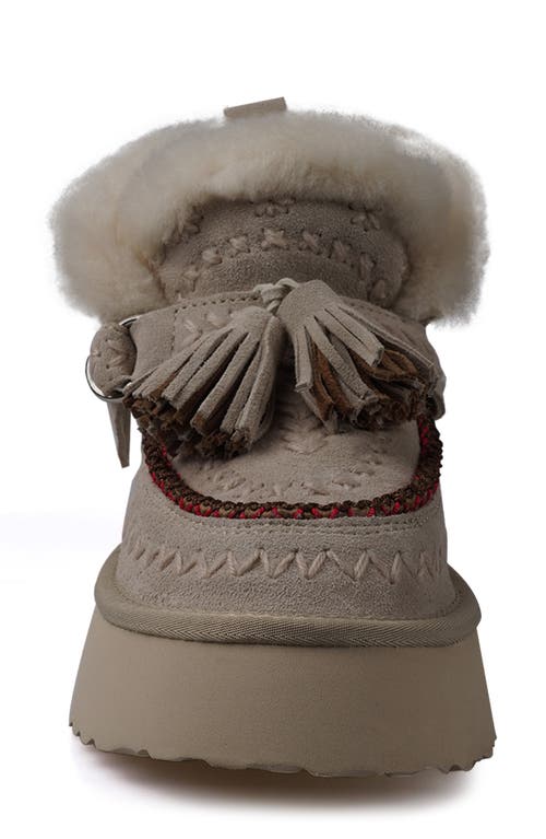 Zigi Faux Fur Tassel Bootie In Off White Suede