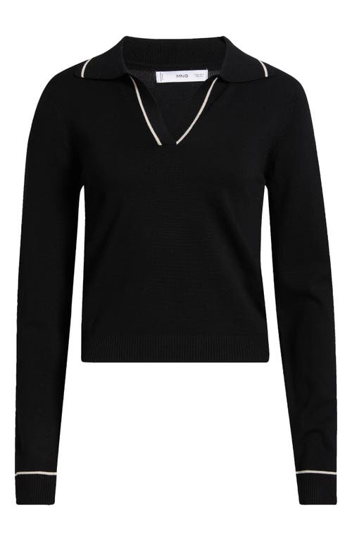 Mango Verta Collar Sweater In Black