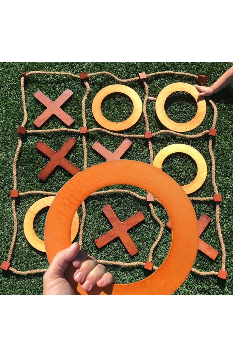 Swooc Games Premium Giant Wooden Tic Tac Toe Game, Main, color, Brown
