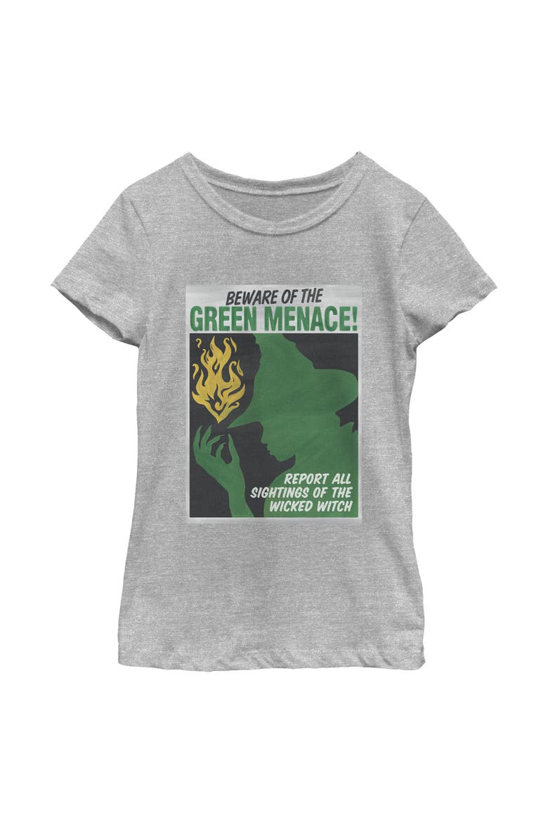 Girls Wicked For Good Elphaba Beware of the Green Menace T Shirt, Main, color, Athletic Heather