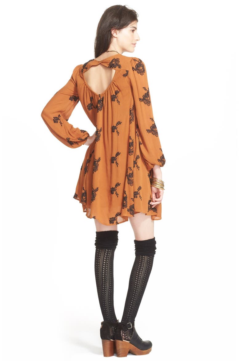 'Emma's' Embroidered Swing Dress, Alternate, color, TOBACCO COMBO