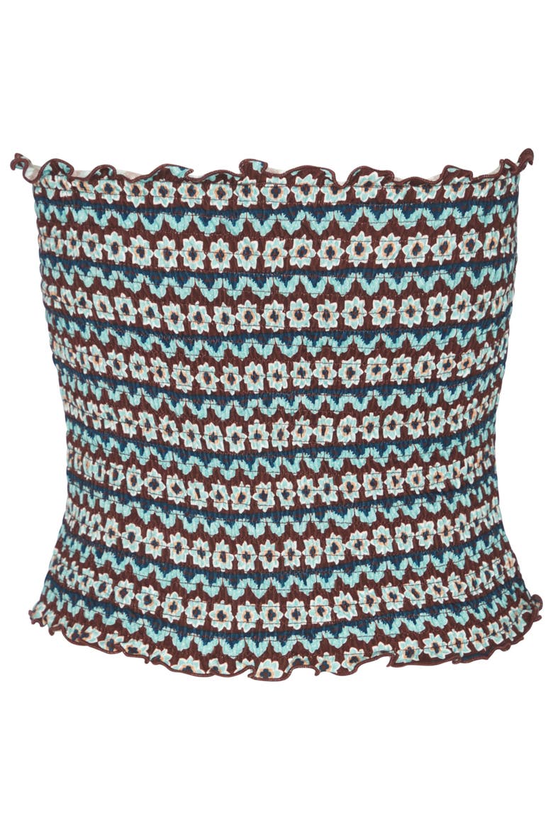 Smocked Strapless Top, Alternate, color, Blue Multi