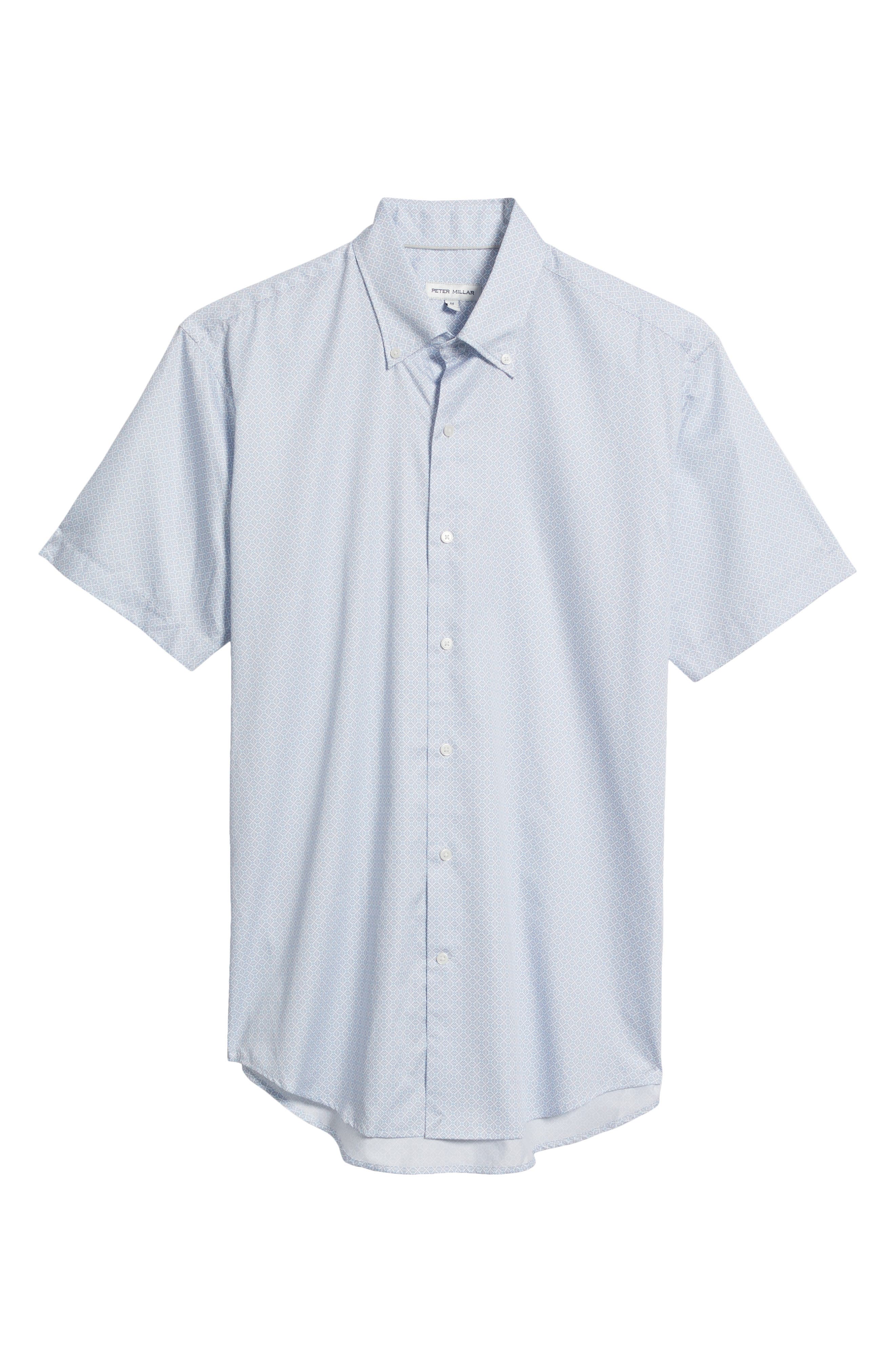 King Geometric Print Short Sleeve Button-Down Shirt