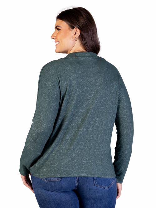 24seven Comfort Apparel Curved Hem Open Front Long Bolero Shrug In Green