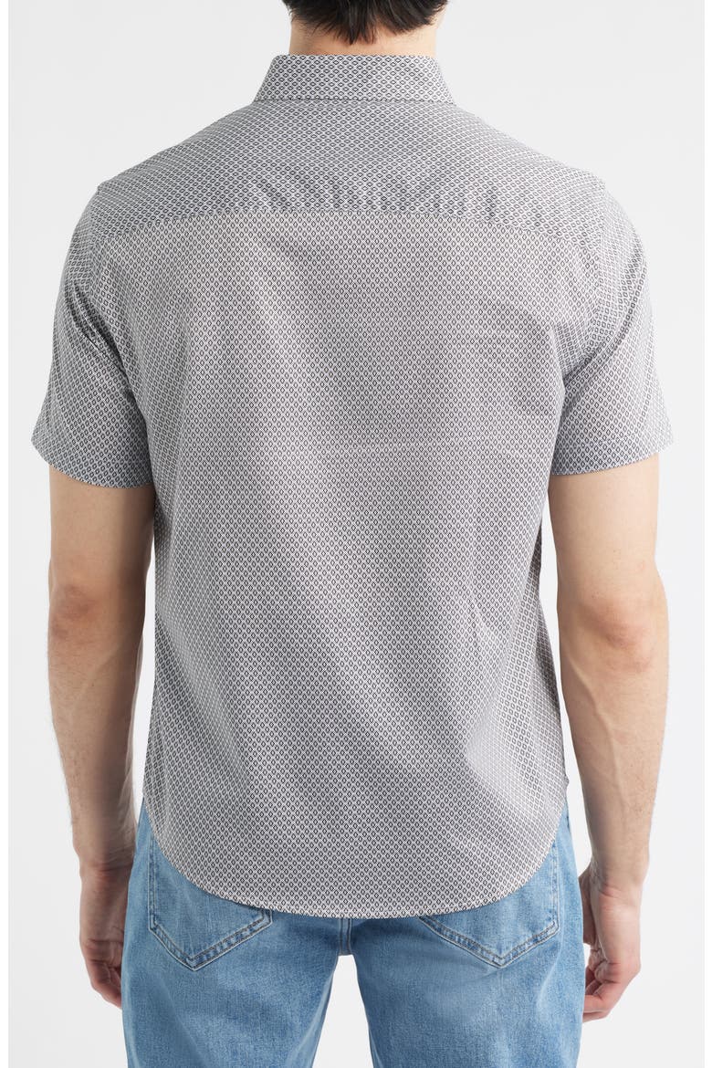 Logan Print Short Sleeve Button-Up Shirt, Alternate, color, GRAY DIAMOND GRID