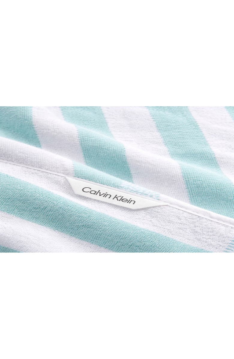 Calvin Klein Stripe Beach Towel, Alternate, color, Water Ballet/White