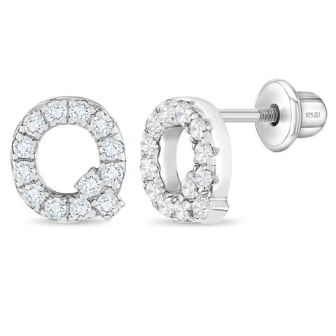 Cubic Zirconia Letter Initial Earrings