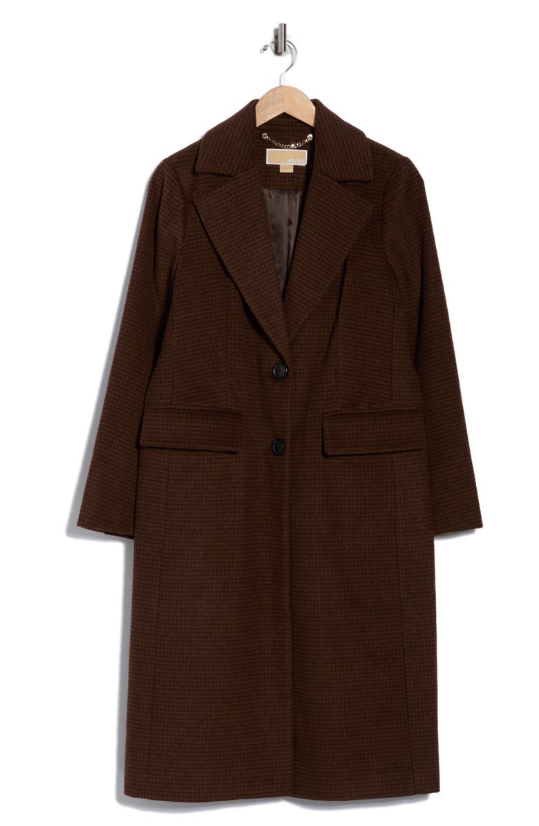 Michael Kors Wool Blend Coat, Alternate, color, Chocolate Houndstooth