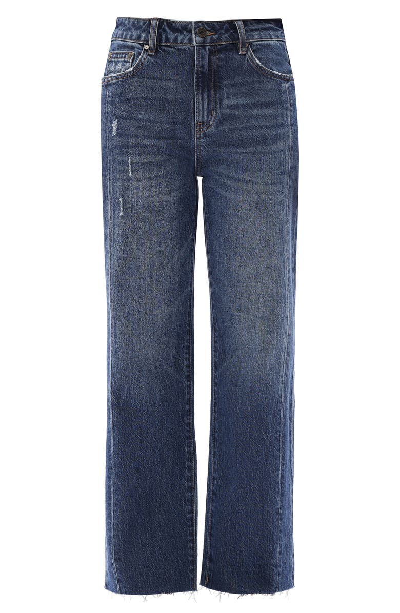 Bayeas High Waist Relaxed Raw Hem Straight Leg Jeans, Alternate, color, Vintage Dark Blue