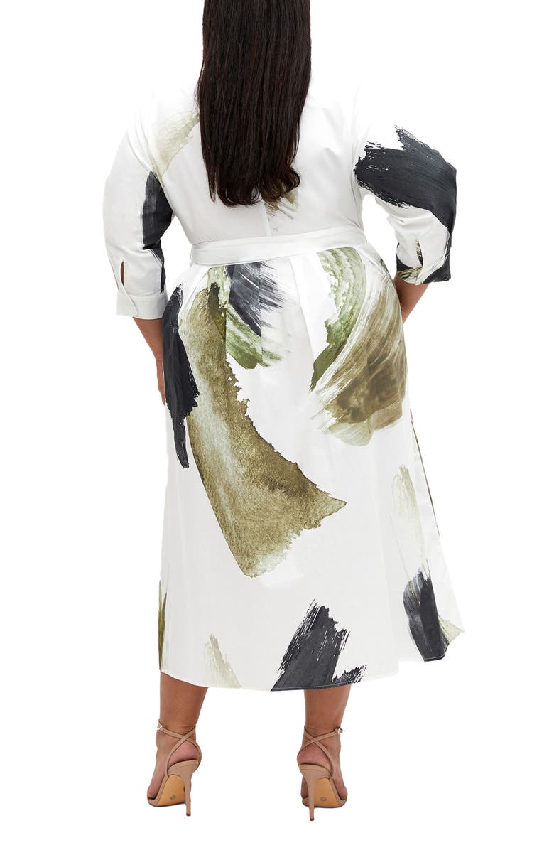 City Chic Angel Belted Cotton Shirtdress, Alternate, color,