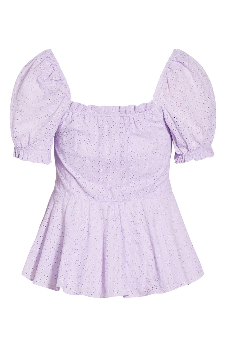 City Chic Sweet Broderie Cotton Top, Alternate, color, Lilac
