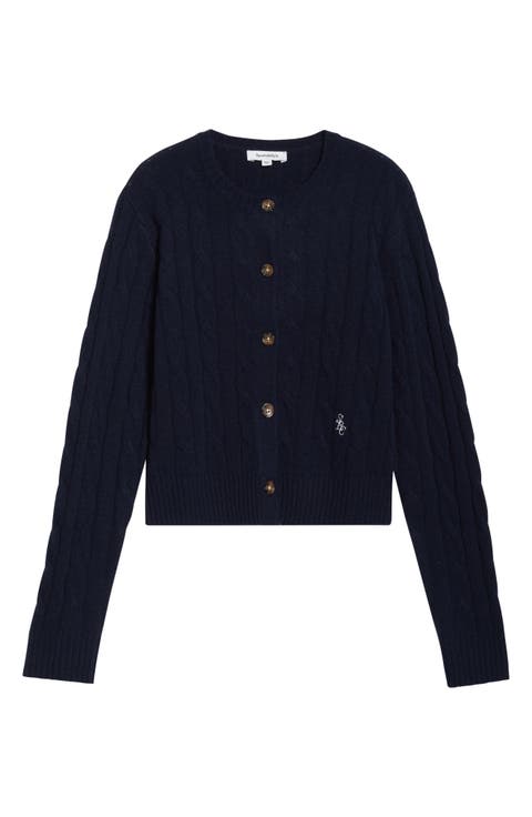 SRC Monogram Cashmere & Wool Cable Knit Cardigan