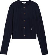 Sporty & Rich SRC Monogram Cashmere & Wool Cable Knit Cardigan