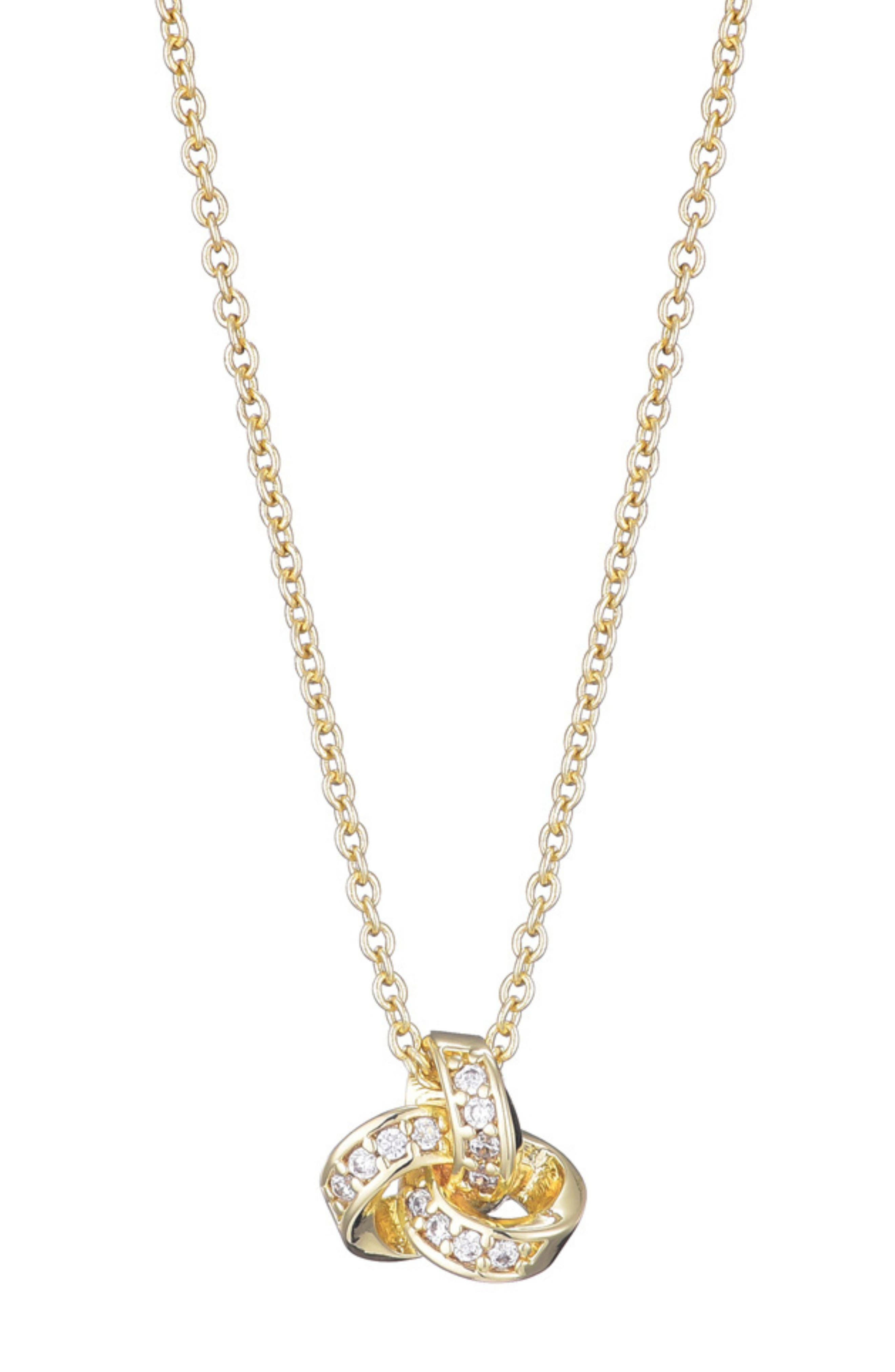 Cubic Zirconia Knotted Pendant Necklace