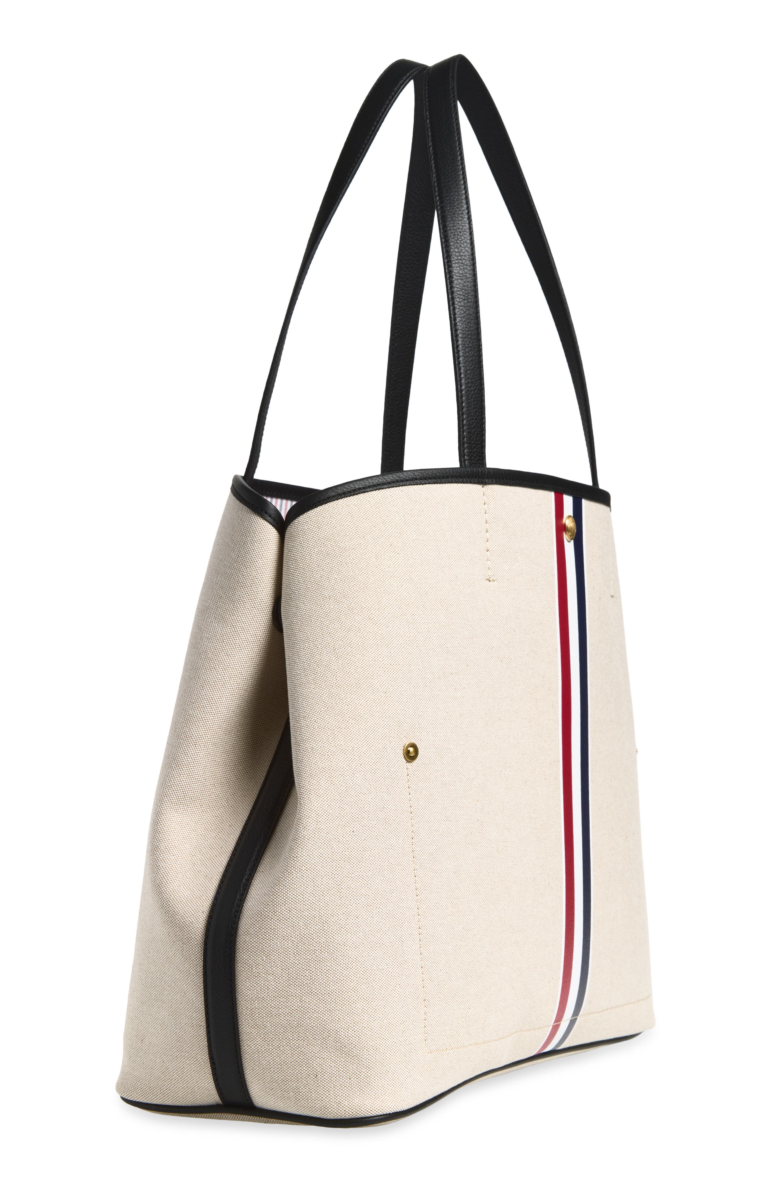 Stripe Cotton Canvas Tote, Alternate, color, NATURAL/ BLACK