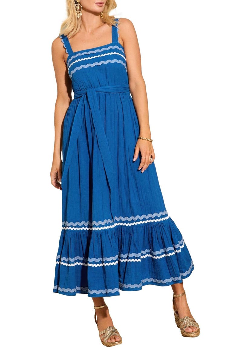Rick Rack Trim Maxi Dress, Main, color, BLUE