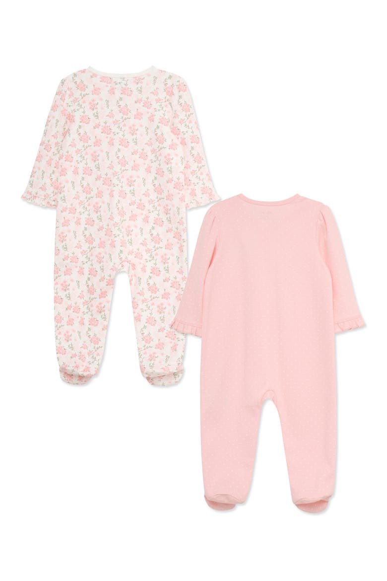 Kids' Blossoms Set of 2 Cotton Footie Pajamas, Alternate, color, PINK