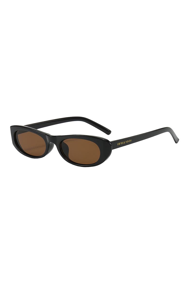 Nina 68mm Polarized Oversize Oval Sunglasses, Alternate, color, BLACK/BROWN