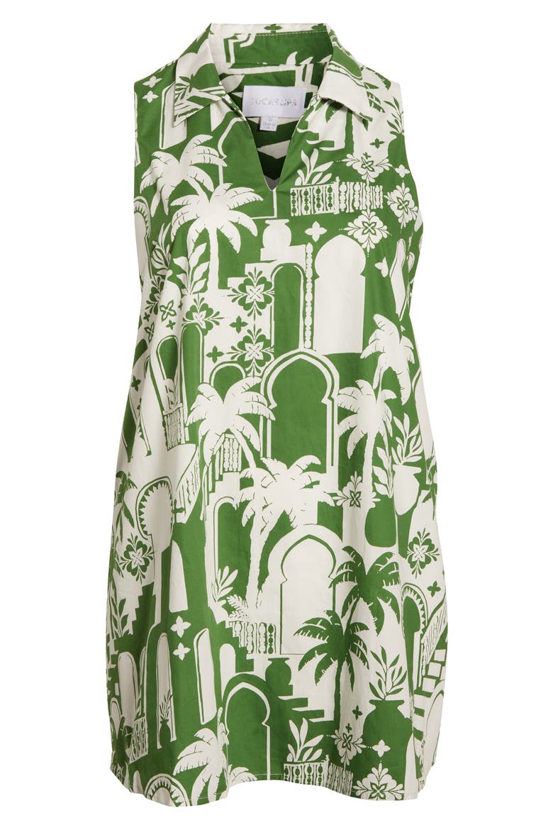 Lexya Nala City Sleeveless Cotton Shift Dress, Alternate, color, WHITE/ OLIVE GREEN