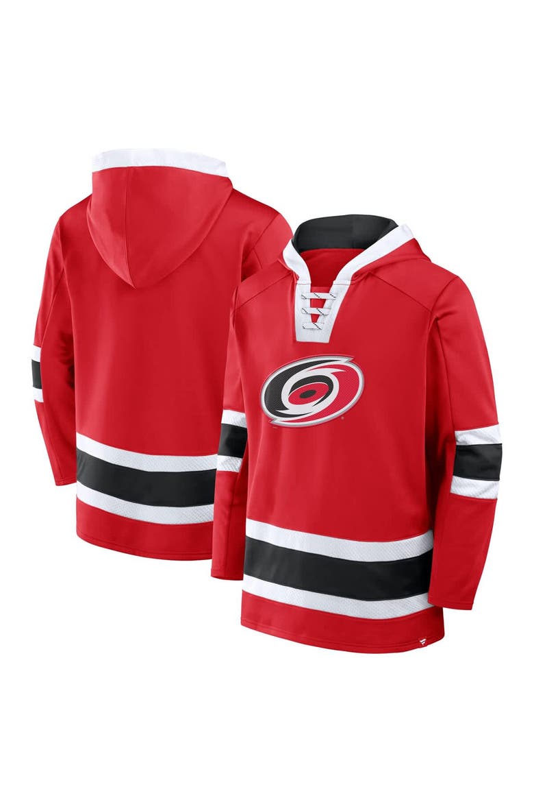 Men's Fanatics  Red Carolina Hurricanes Inside Line Fleece Pullover Hoodie, Alternate, color, Red