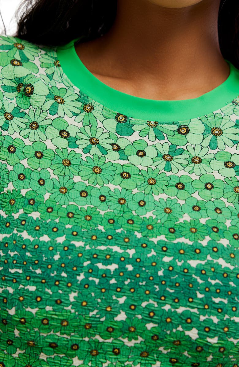 Free People Sonny Jacquard Crop Cover-Up T-Shirt, Alternate, color, Sunset Daisy/ Green A