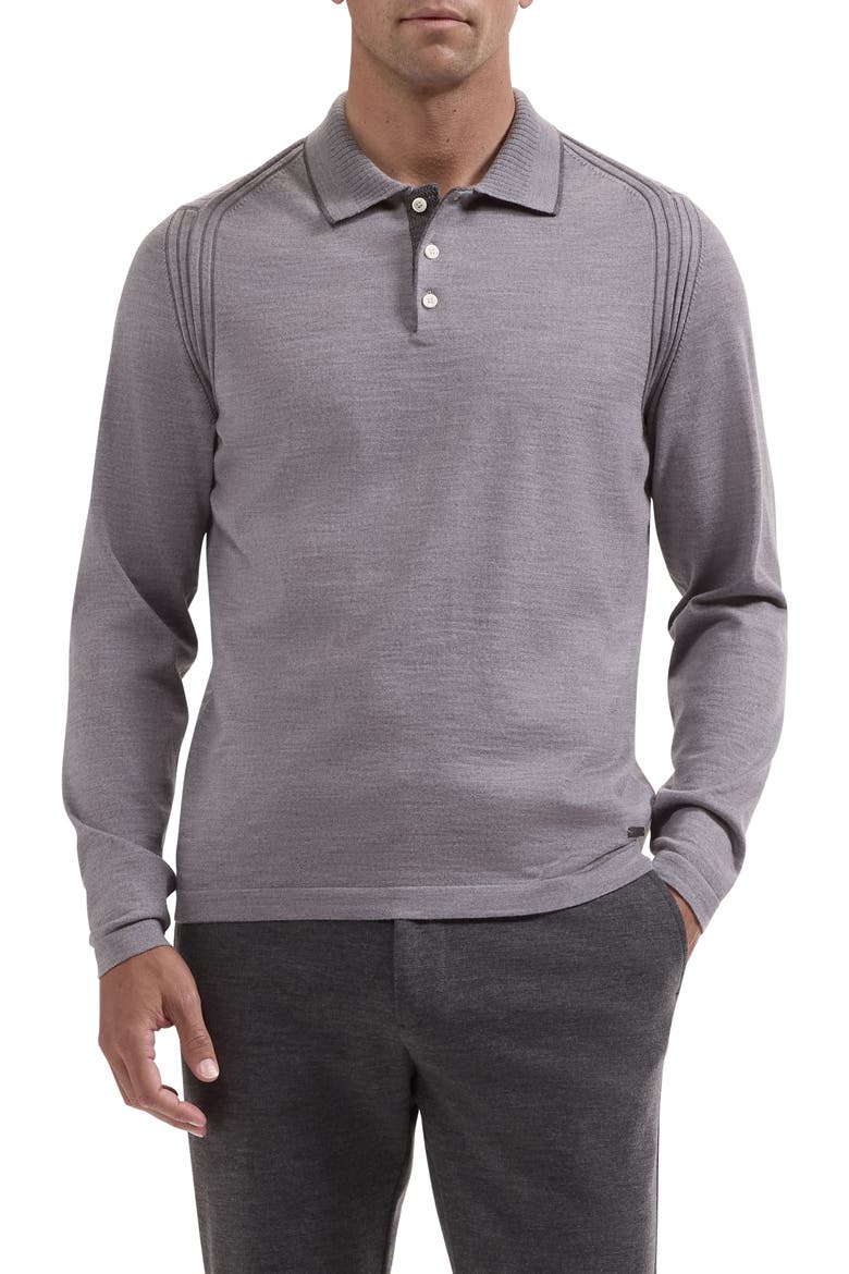 Merino Wool Polo Sweater, Main, color, GRAPHITE
