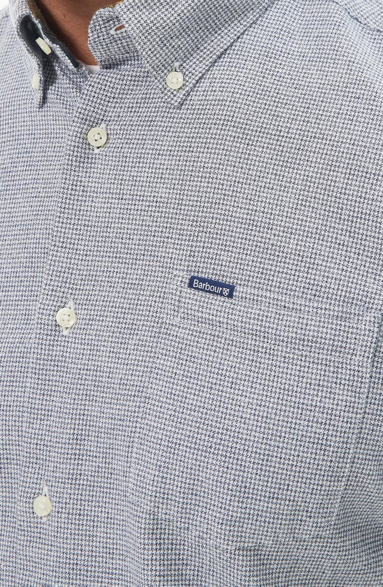 Barbour Turner Houndstooth Button-Down Shirt, Alternate, color, Navy