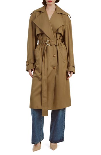 Bardot Halle Trench Coat In Khaki