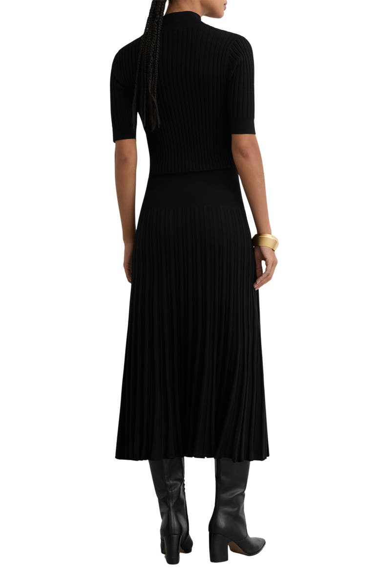 Reiss Harriet Ribbed Pleated A-Line Dress, Alternate, color, Black