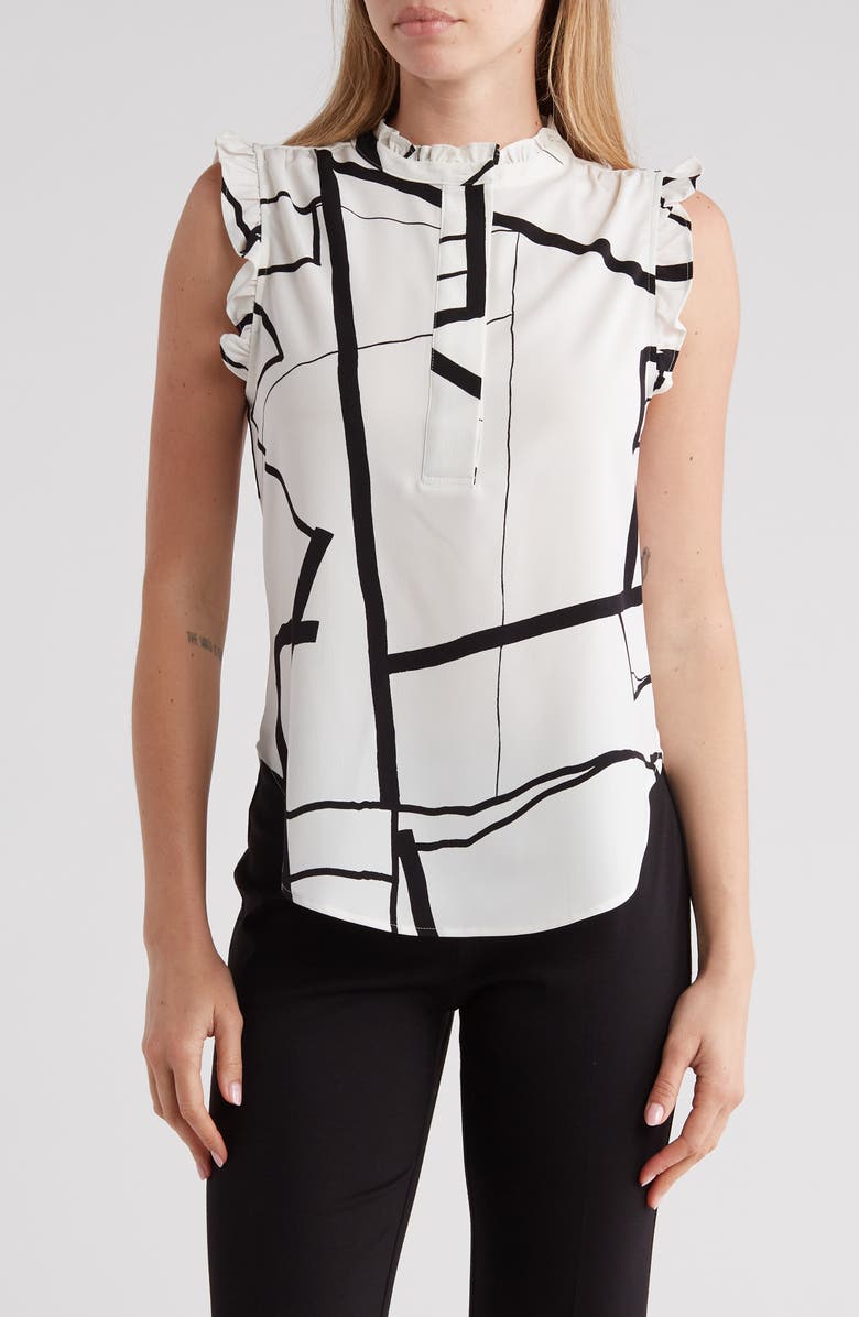 DKNY Ruffle Sleeveless Top, Main, color, 