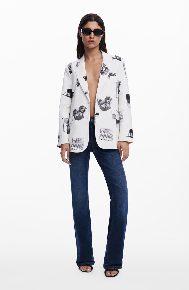 Collage Print Peak Lapel Blazer
