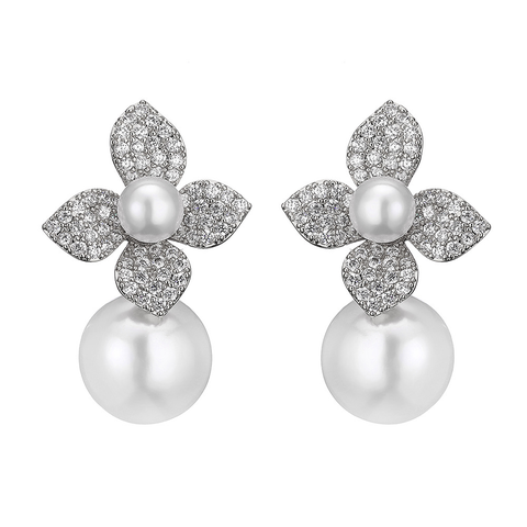 Magnolia Pearl and Crystal Earrings
