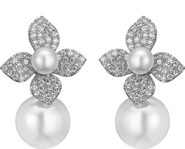 Untamed Petals Magnolia Pearl and Crystal Earrings