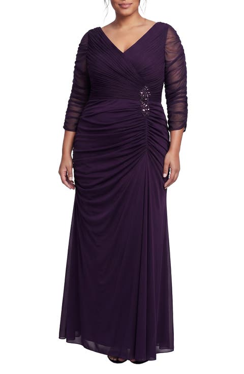 Pleated Chiffon Gown