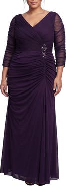 Alex Evenings Pleated Chiffon Gown