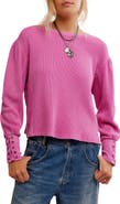 Free People Lapis Lace-Up Cuff Cotton Thermal Top