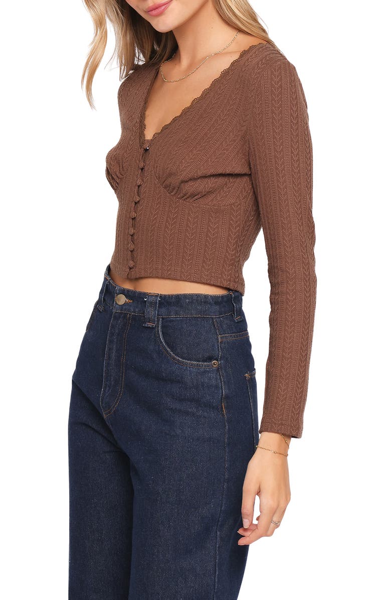 Petal & Pup Leslie Button Front Knit Crop Top, Alternate, color, 